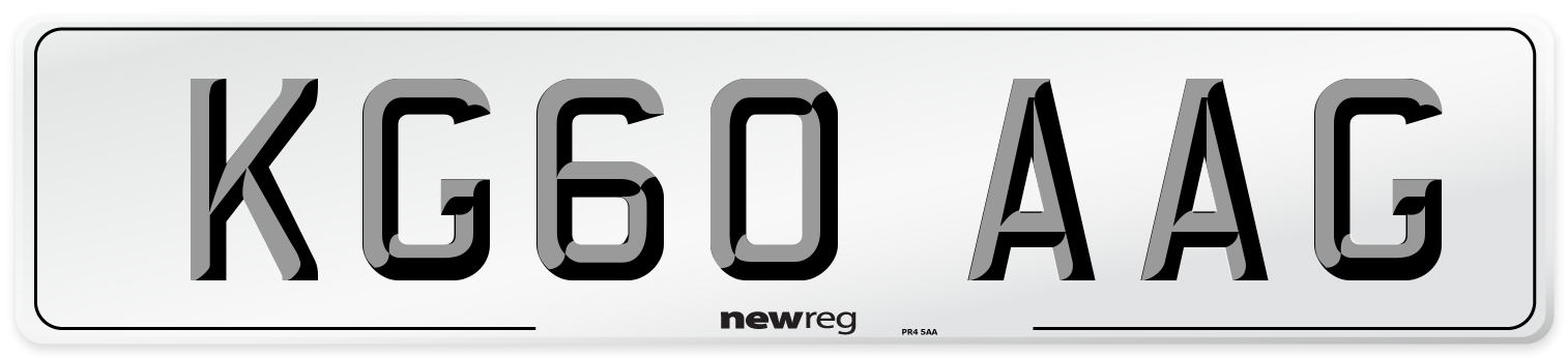 KG60 AAG Number Plate from New Reg